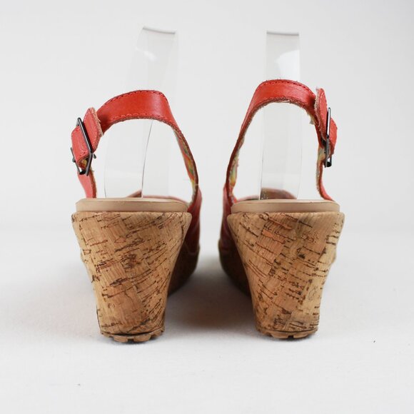 Crocs A-leigh Peach Leather Cork Wedge Sandals - Picture 7 of 15